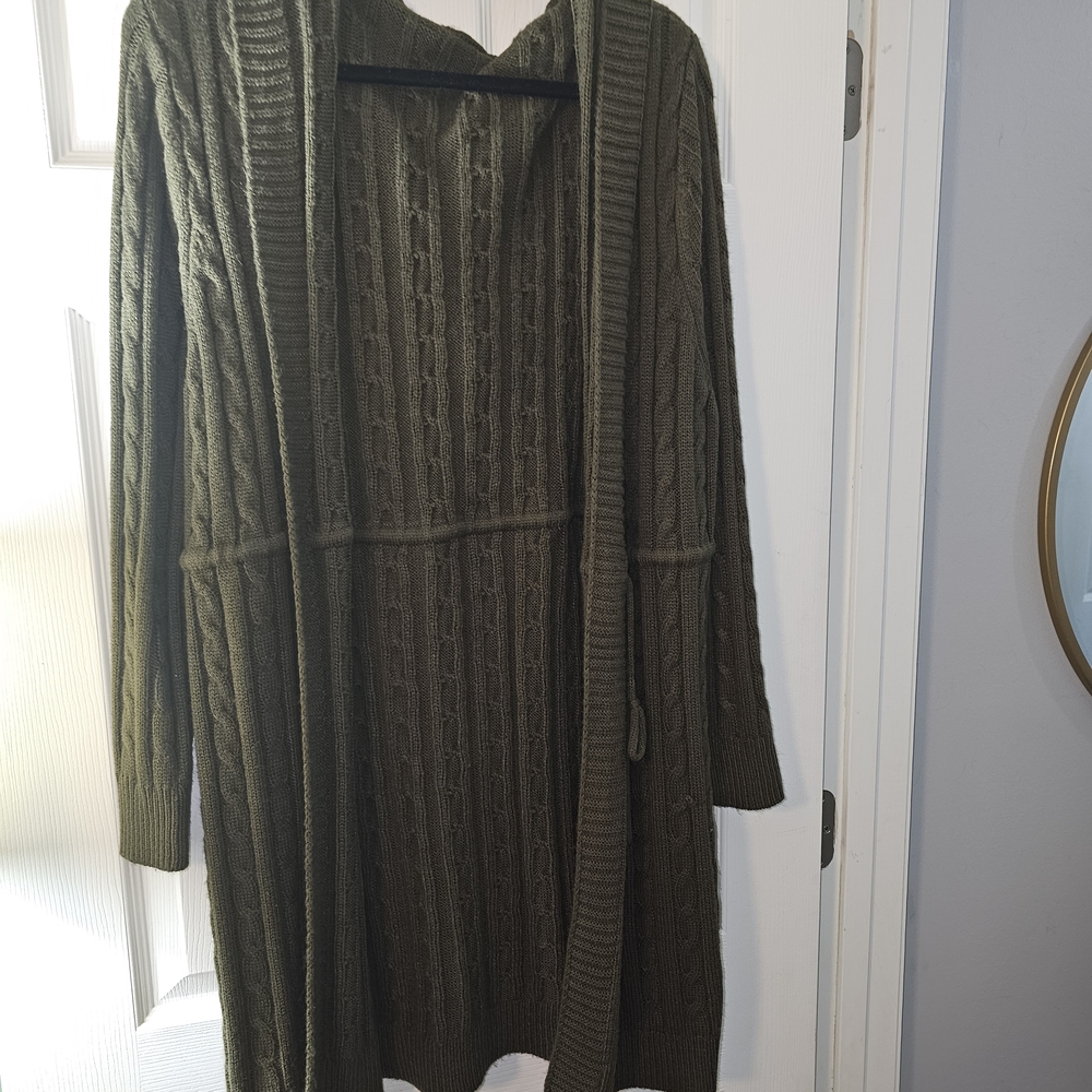 SHEIN Dark Green Cable Knit Cardigan